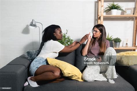 Two Young College Lesbian Biracial Couple In Relationship African
