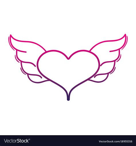 color  heart  wings symbol love art vector image