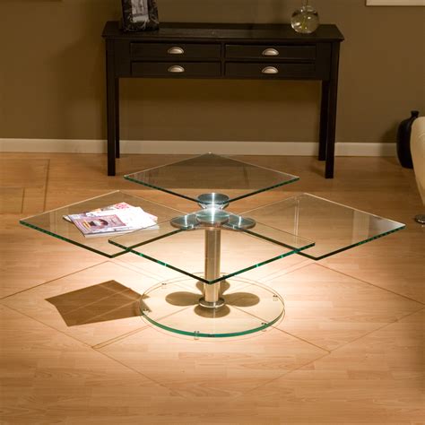 4 Way Swivel Glass Square Coffee Table At Hayneedle