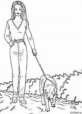 Coloring Pages Dog Walking Man Template sketch template
