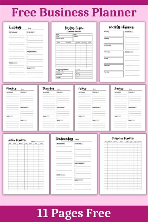small business planner template  printable home business