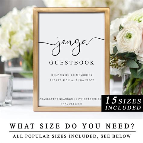 jenga guestbook wedding sign template diy jenga guest book etsy