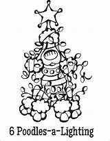 Coloring Pages Christmas Dogs Tumblr Poodles Twelve Lighting Dog sketch template