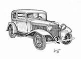 Oldtimer Autos Crank Pyrography Tecniche Rendering Bleistift sketch template