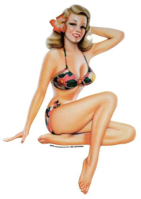 Sexy Vintage Blond Nostalgic Fifties Pin Up Beach Girl Bikini Sticker