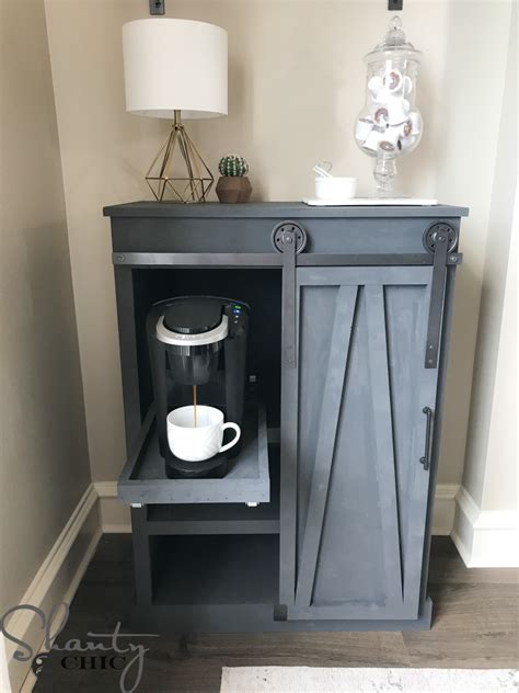 diy barn door coffee cabinet shanty  chic