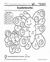 Addition Coloring Worksheets Digit Math Color Grade Worksheet Number Double Pages Sheets Two Subtraction Integers Numbers Colouring Adding Multiplication Regrouping sketch template