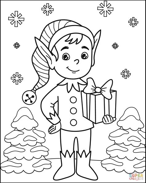 christmas elf coloring page  printable coloring pages