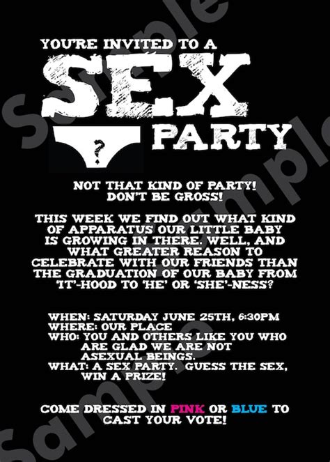 Sex Party Or Gender Reveal Party Invitation A Humorous And