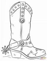 Cowboy Boot Coloring Boots Drawing Pages Hat Draw Printable Line Crafts Cowgirl Template Shoes Western Kids Supercoloring Adult Outline Clip sketch template