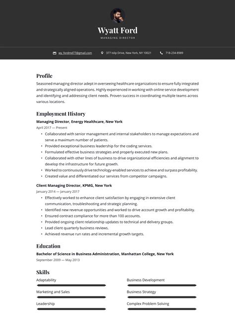 managing director resume examples writing tips   guide