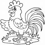 Coq Ferme Mewarnai Ayam Colorier Jantan Sketsa Hewan Binatang Menggambar sketch template
