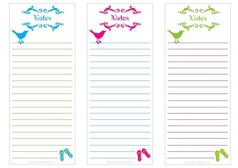 printable notepad birdie notes