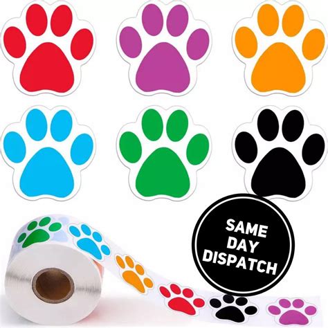 colourful   paw print stickers dog paw labels stickers etsy uk