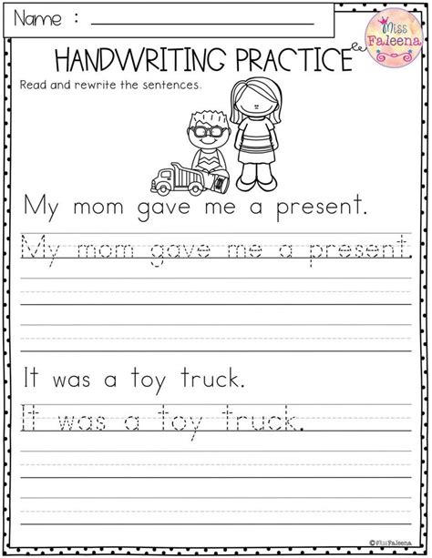 printable writing worksheets  kindergarten