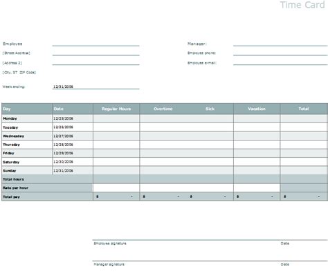 time card template easily organize employees timings