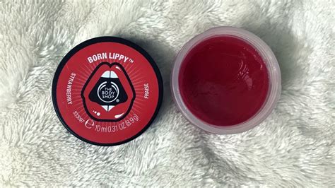 body shop born lippy review pot lip balm strawberry