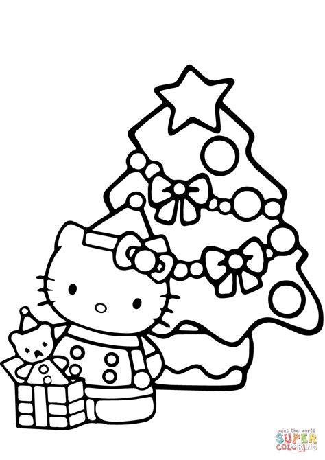 kitty christmas coloring page  printable coloring pages