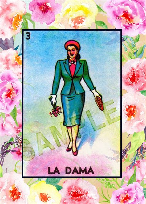 Mexican Loteria La Dama 5x7 Postcard Sized Etsy