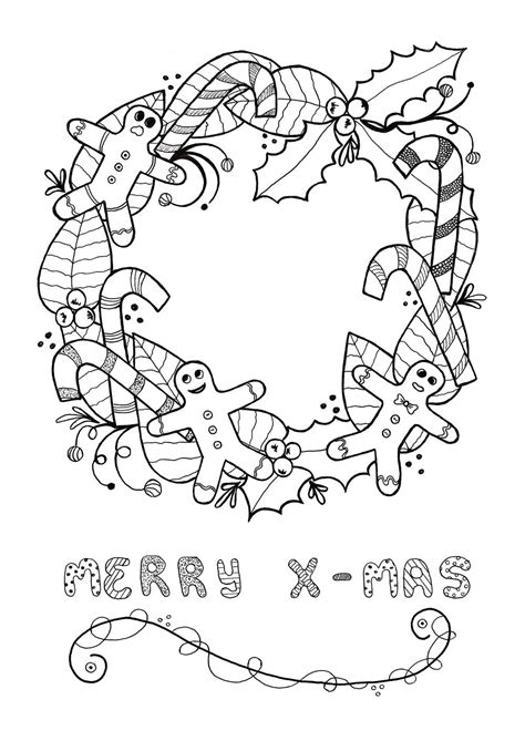 festive wreath adult christmas coloring page allfreechristmascraftscom