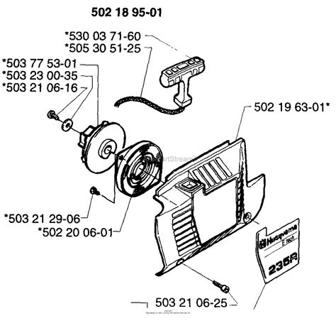 husqvarna     parts diagram  starter assembly