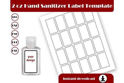 oz hand sanitizer sticker template  sheet