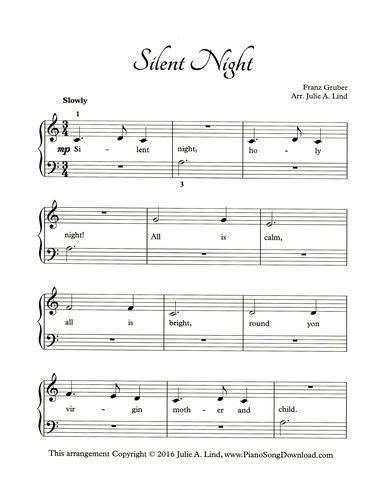 silent night  printable christmas piano sheet