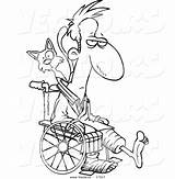 Cartoon Broken Wheelchair Coloring Man Cat Outline Leg Behind Limbs sketch template