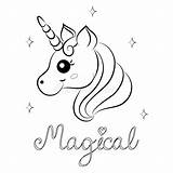 Unicorn Coloring Cute Cartoon Vector Word Illustration Magical Sticker sketch template