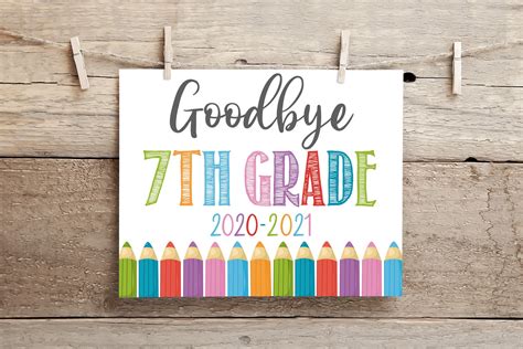 day   grade sign rainbow goodbye seventh grade etsy