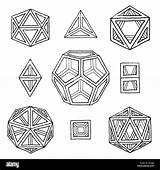 Vector Platonic Solids Outline Tetrahedron Drawn Hand Monochrome Stock Alamy Cube Icosahedron Hexahedron sketch template