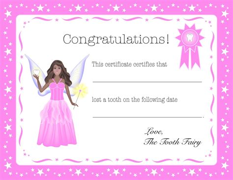 tooth fairy certificate  printable printable world holiday
