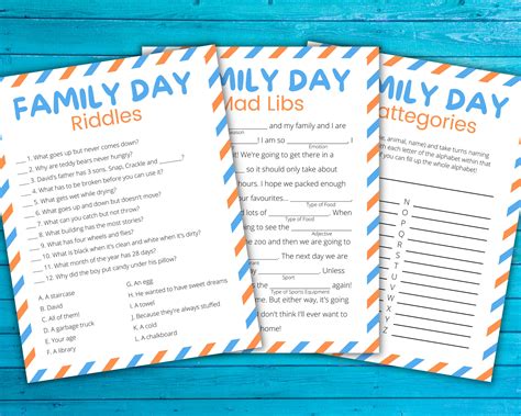 family day game bundle printable family day games  etsy