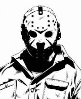 Jason Voorhees Drawing Movie Horror Mask Friday Film 13th Stencil Clipart Inktober Movies Tumblr Coloring Pages Vorhees Halloween Printable Stencils sketch template