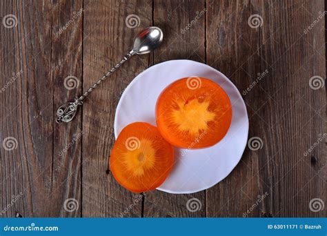 cut persimmon stock image image  food fresh fructose
