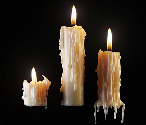 melted candles turbosquid