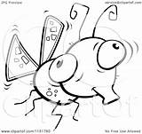 Mosquito Cartoon Clipart Outlined Coloring Vector Thoman Cory sketch template