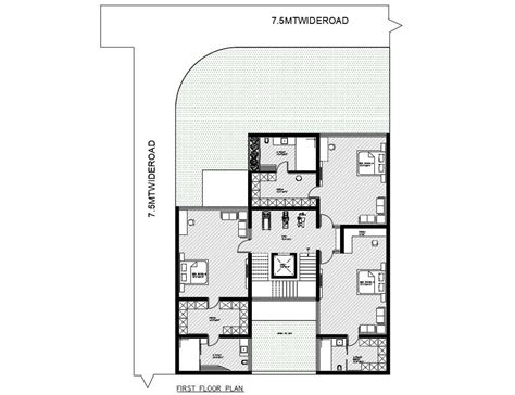 bungalow  floor plan  hatching design dwg file cadbull