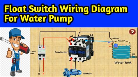 float switch wiring diagram  water pump  contactor  hindi youtube