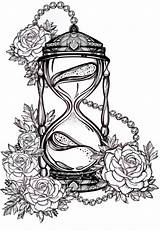 Hourglass Tattoo Drawing Coloring Roses Celestial Tattoos Rosalie Adult Designs sketch template