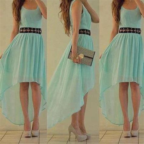 dress blue aqua cute beautiful prom prom dress long homecoming dress high low dresses