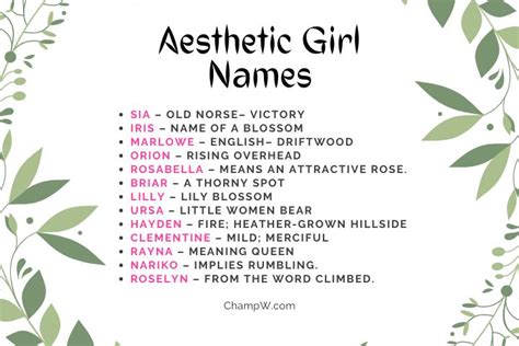 aesthetic girl names    love