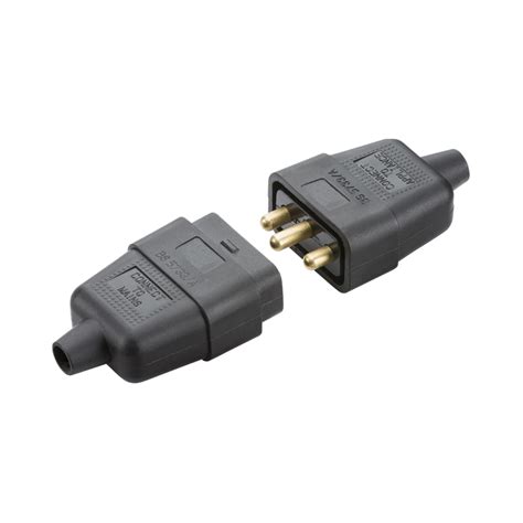 pin mains connector black electrical wholesale consumer units electrical supplies