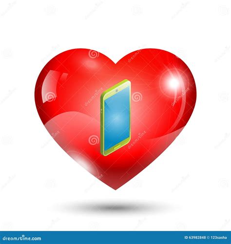 heart icon   mobile phone stock vector illustration  modern love