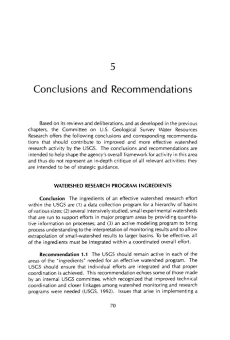 conclusions  recommendations watershed research