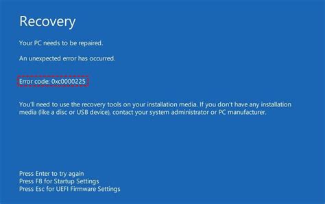 how to fix error code 0xc0000225 windows 10 without cd