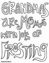 Grandma Coloring Pages Mothers Grandpa Quotes Printable Birthday Fathers Quote Happy Mother Color Cards Doodle Disney Grandmas Card Grand Frosting sketch template