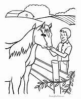 Coloring Farm Pages Horse Colouring Farmer Printable Color Kids Sheets Animals Horses Drawing Animal Print Fun Jobs Petting Raisingourkids Help sketch template