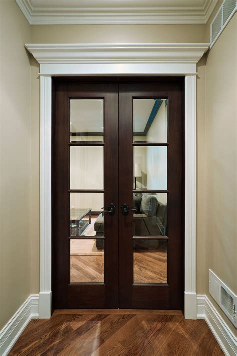 interior door custom double solid wood  dark mahogany finish classic model gdi