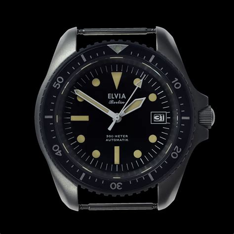 Elvia Automatic Military Divers Watch With Sapphire Crystal And 24 Jew
